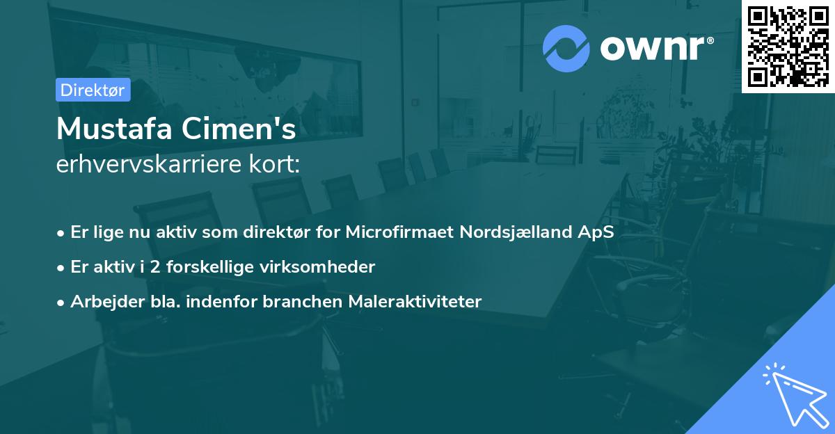 Mustafa Cimen's erhvervskarriere kort