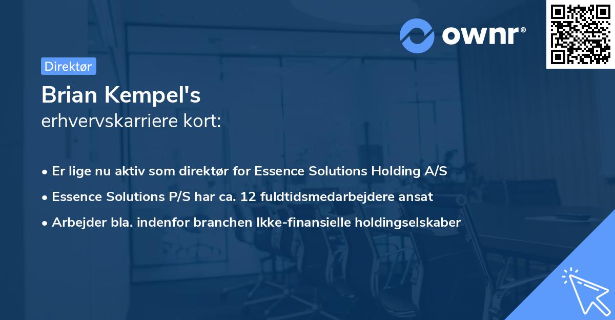 Brian Kempel's erhvervskarriere kort