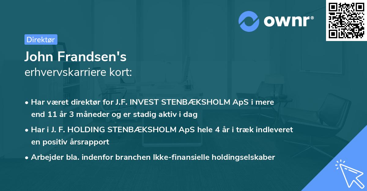 John Frandsen's erhvervskarriere kort