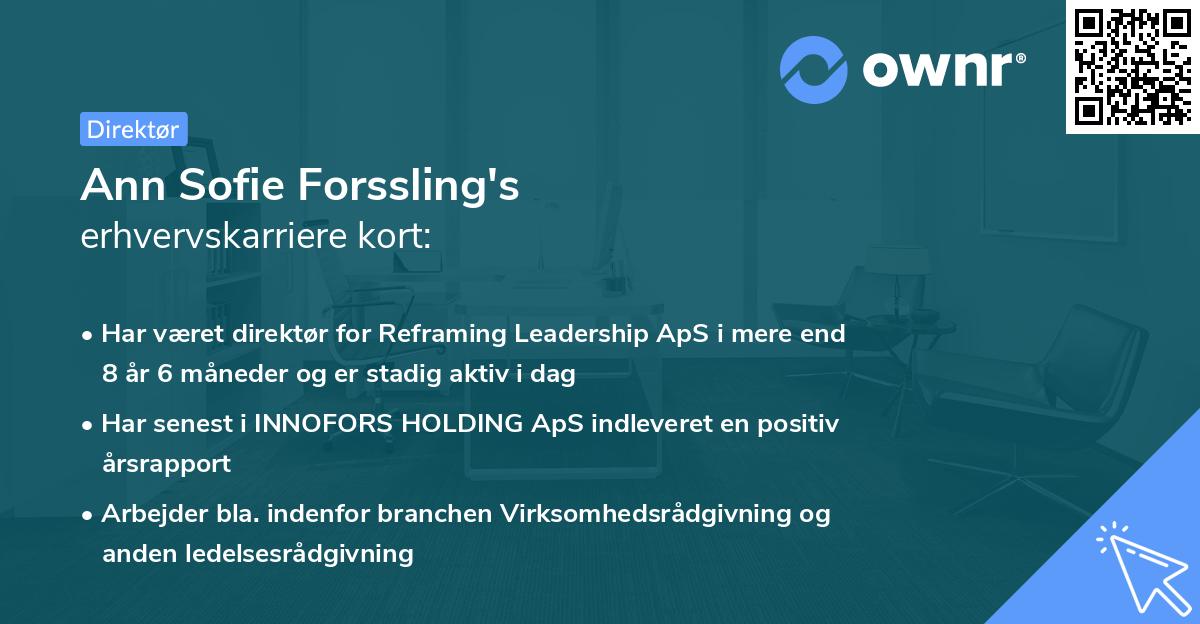 Ann Sofie Forssling's erhvervskarriere kort