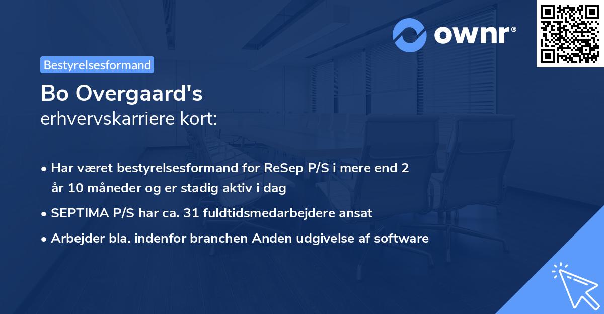 Bo Overgaard's erhvervskarriere kort