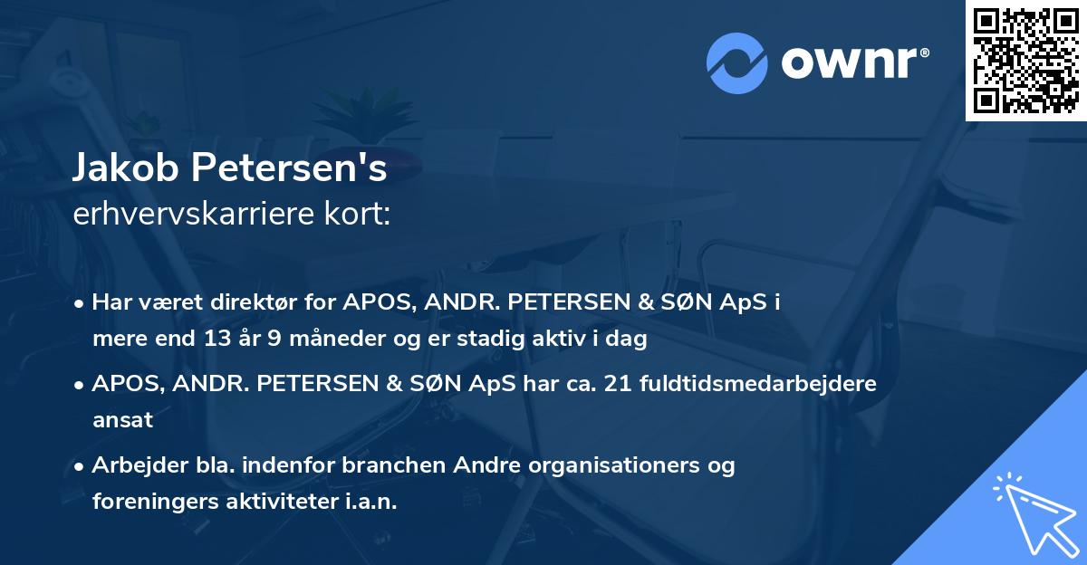 Jakob Petersen's erhvervskarriere kort