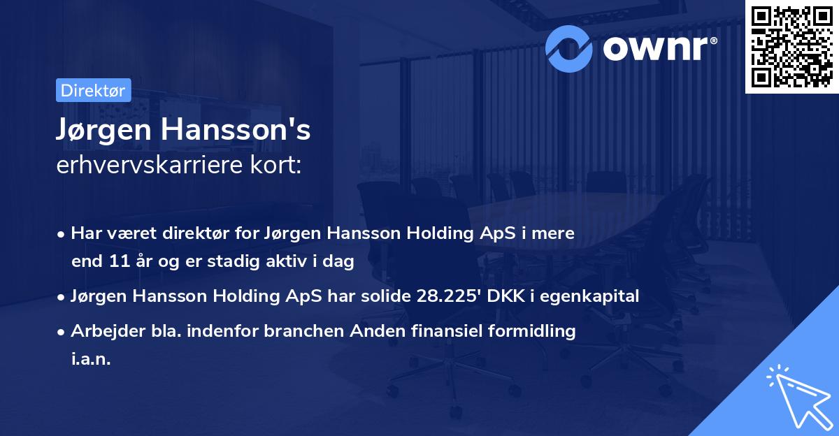 Jørgen Hansson's erhvervskarriere kort
