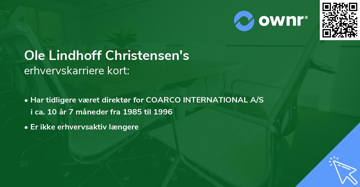 Ole Lindhoff Christensen's erhvervskarriere kort