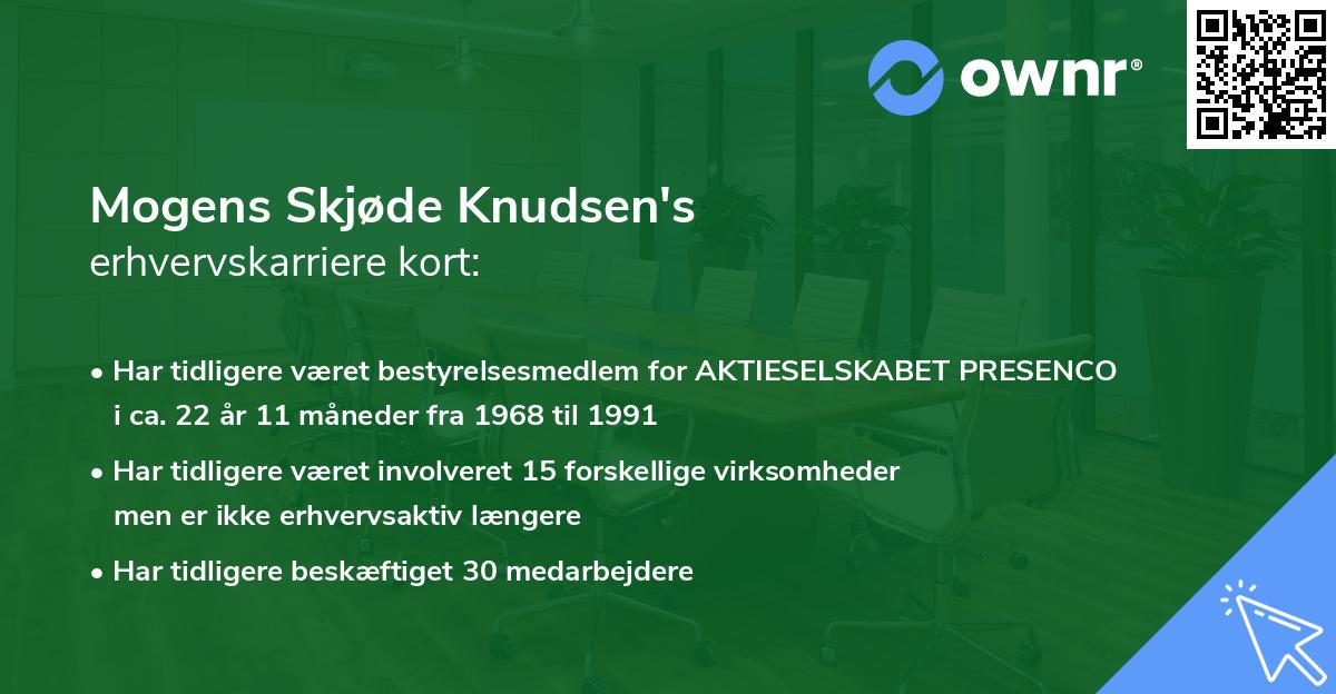 Mogens Skjøde Knudsen's erhvervskarriere kort