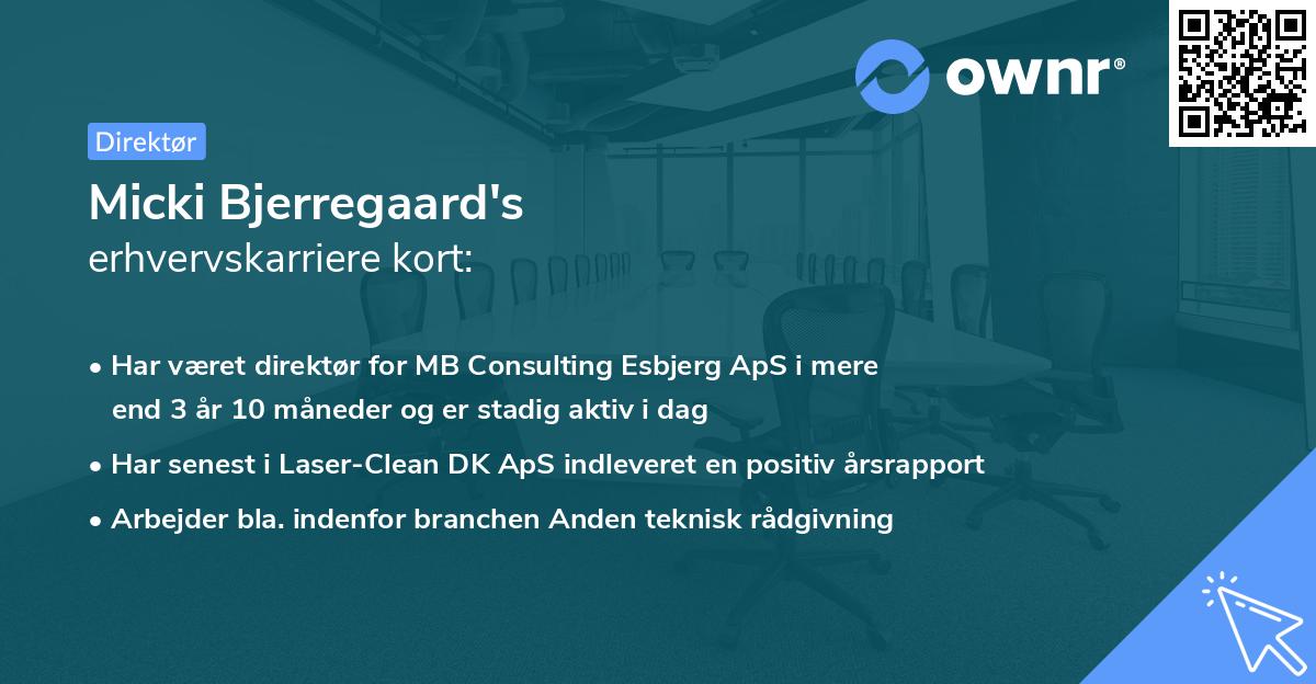 Micki Bjerregaard's erhvervskarriere kort