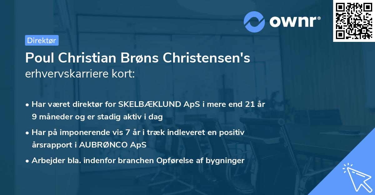 Poul Christian Brøns Christensen's erhvervskarriere kort