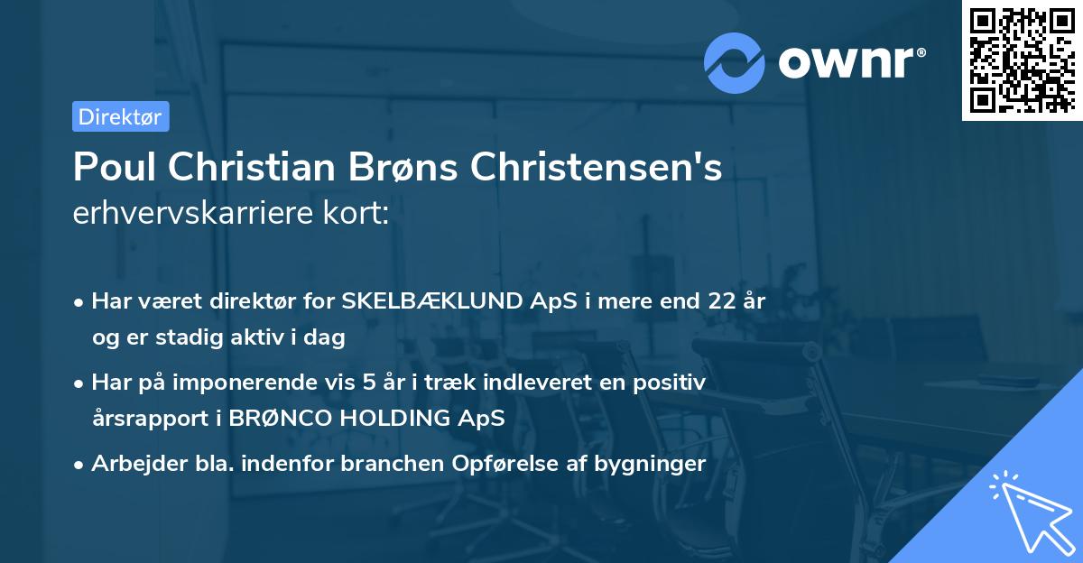 Poul Christian Brøns Christensen's erhvervskarriere kort