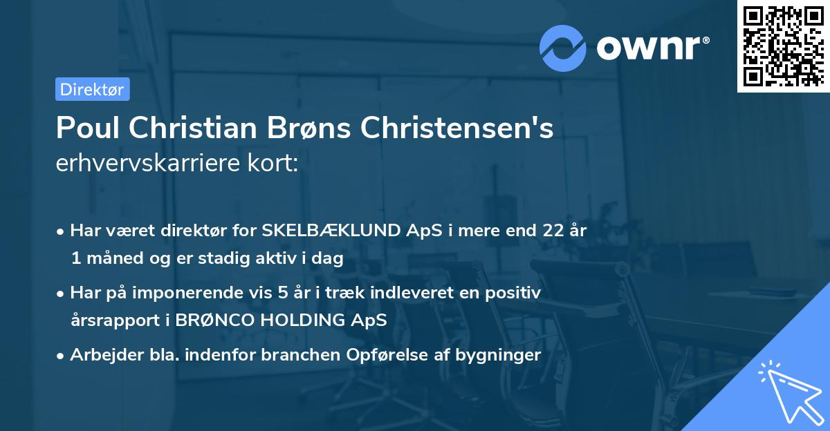 Poul Christian Brøns Christensen's erhvervskarriere kort