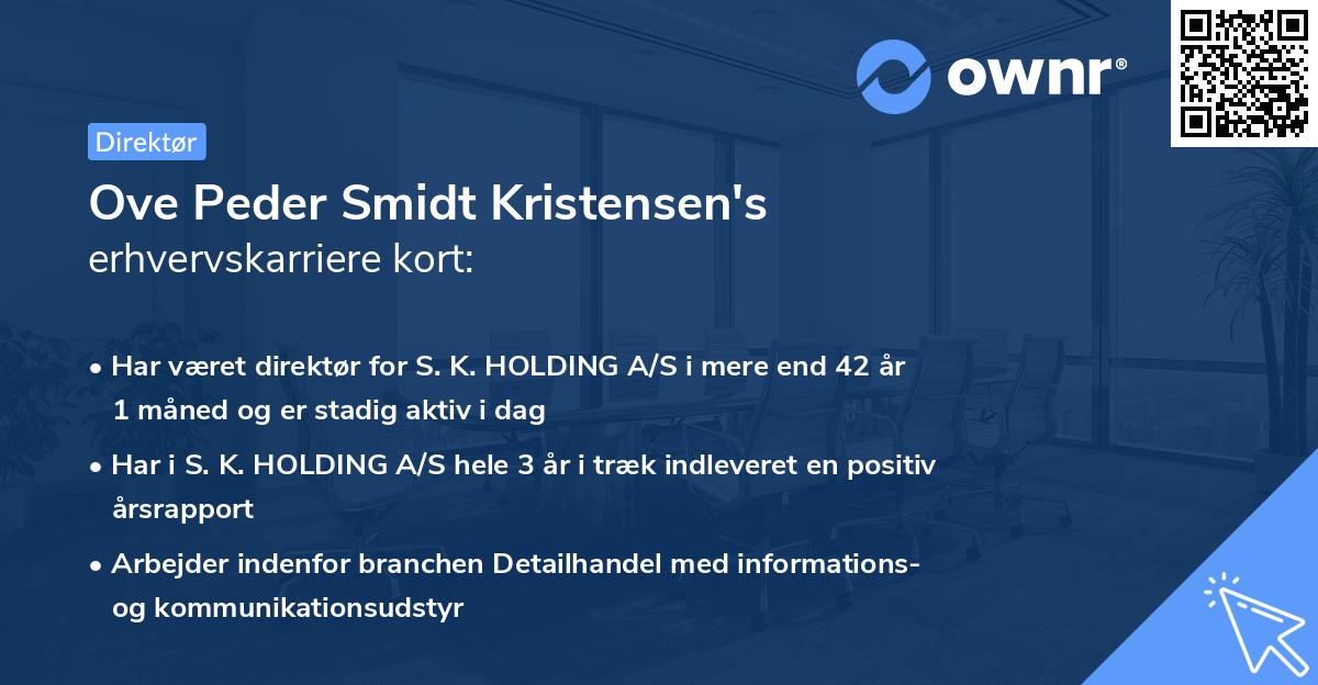 Ove Peder Smidt Kristensen's erhvervskarriere kort