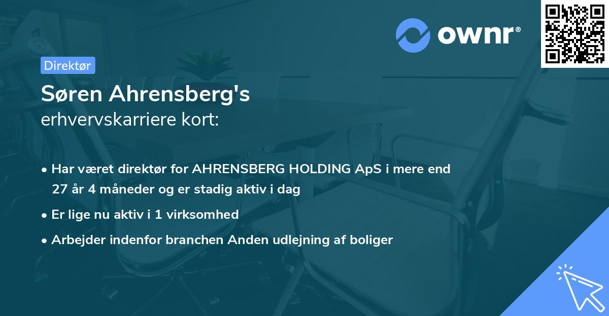 Søren Ahrensberg's erhvervskarriere kort