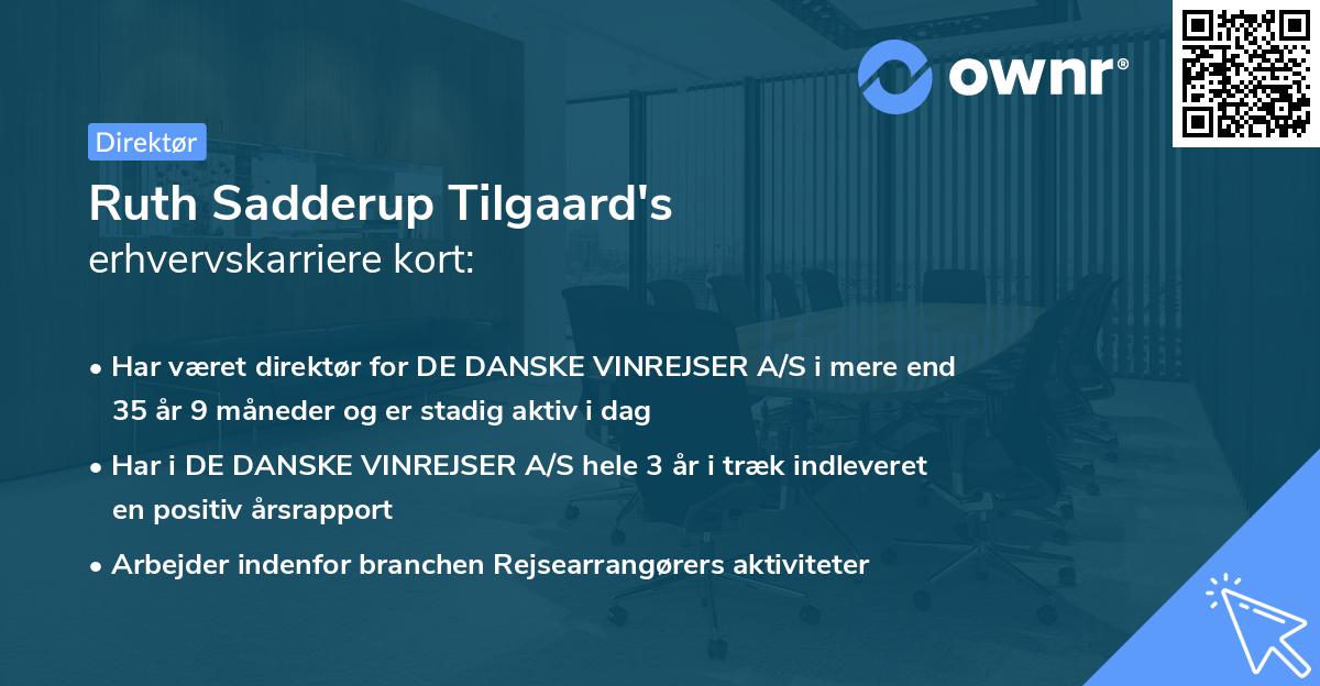 Ruth Sadderup Tilgaard's erhvervskarriere kort