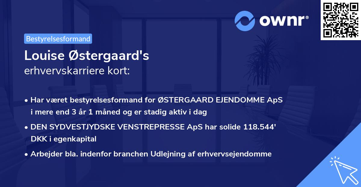 Louise Østergaard's erhvervskarriere kort