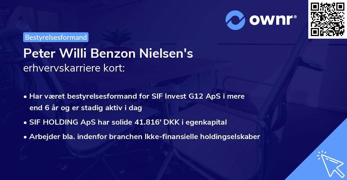 Peter Willi Benzon Nielsen's erhvervskarriere kort