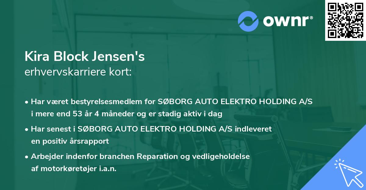 Kira Block Jensen's erhvervskarriere kort