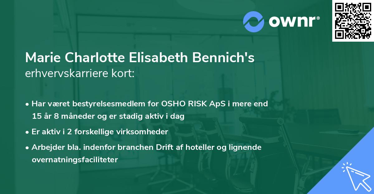 Marie Charlotte Elisabeth Bennich's erhvervskarriere kort