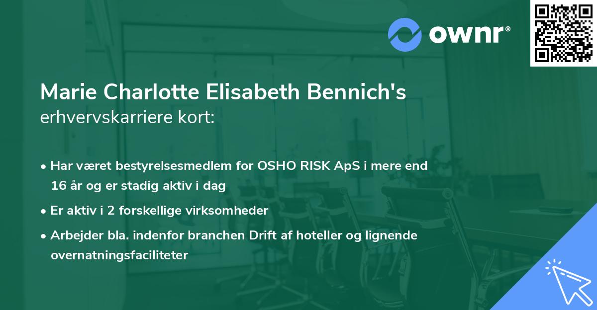 Marie Charlotte Elisabeth Bennich's erhvervskarriere kort