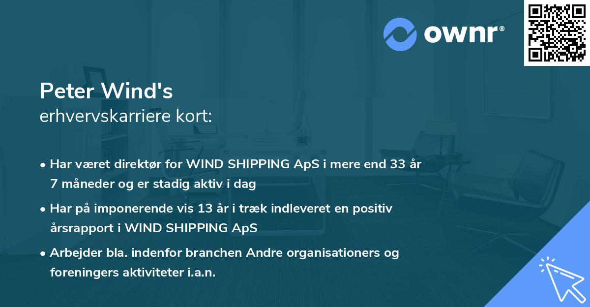 Peter Wind's erhvervskarriere kort