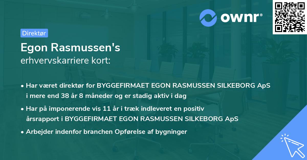 Egon Rasmussen's erhvervskarriere kort