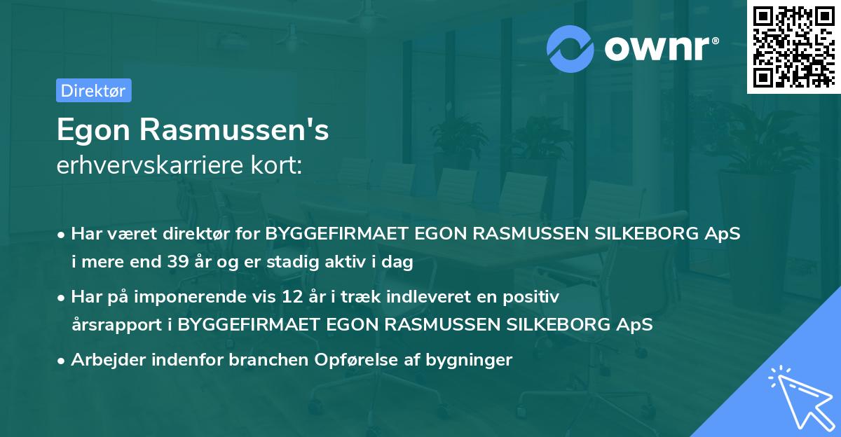 Egon Rasmussen's erhvervskarriere kort