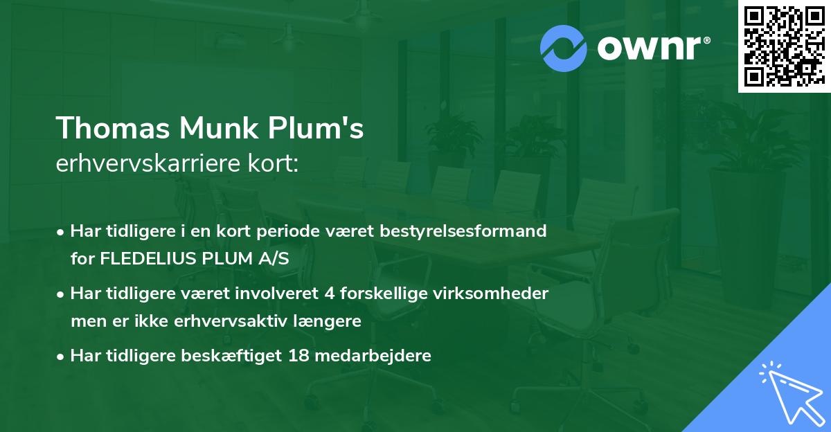 Thomas Munk Plum's erhvervskarriere kort
