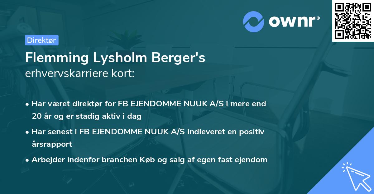 Flemming Lysholm Berger's erhvervskarriere kort