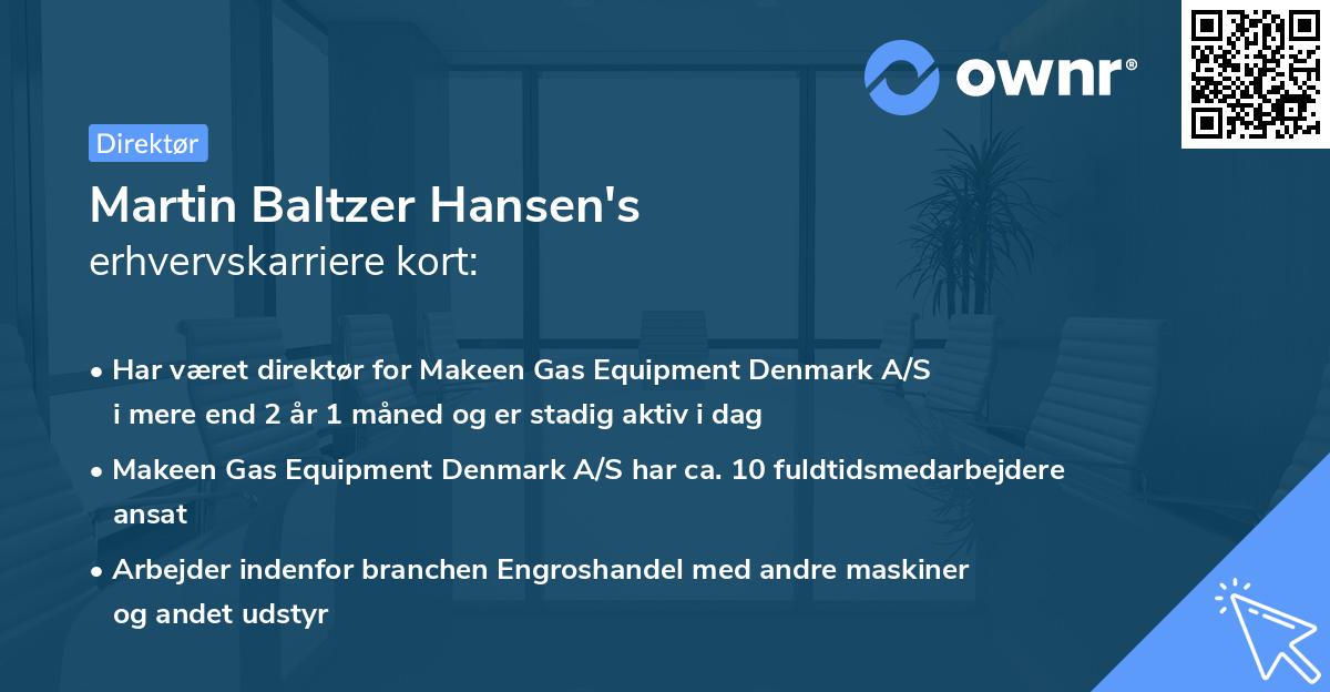Martin Baltzer Hansen's erhvervskarriere kort