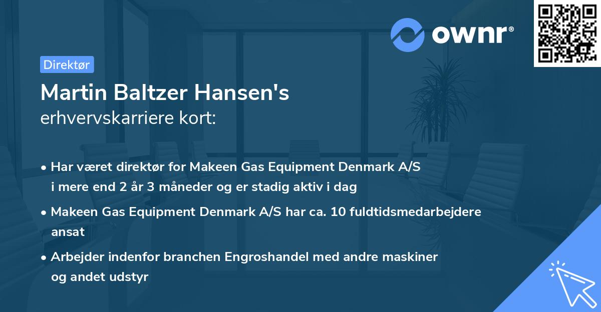 Martin Baltzer Hansen's erhvervskarriere kort