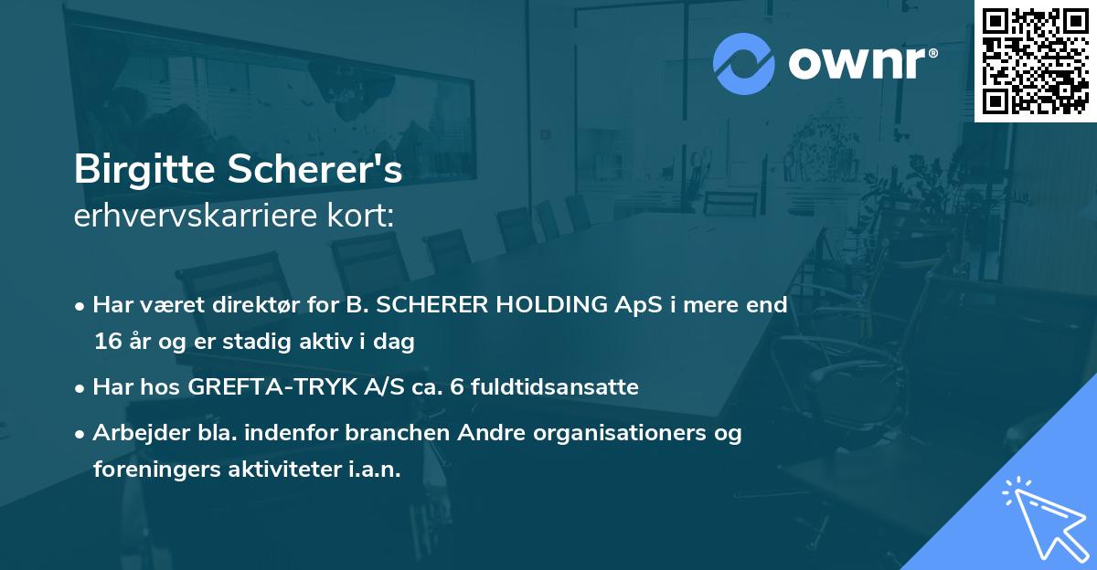 Birgitte Scherer's erhvervskarriere kort
