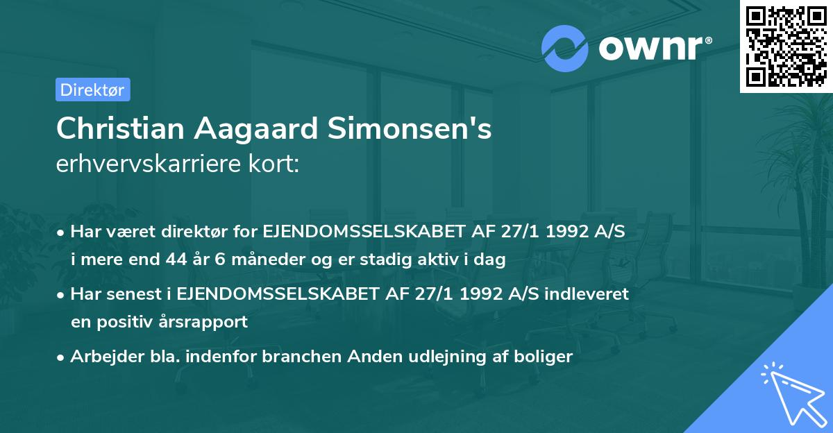 Christian Aagaard Simonsen's erhvervskarriere kort