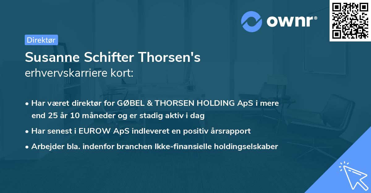 Susanne Schifter Thorsen's erhvervskarriere kort