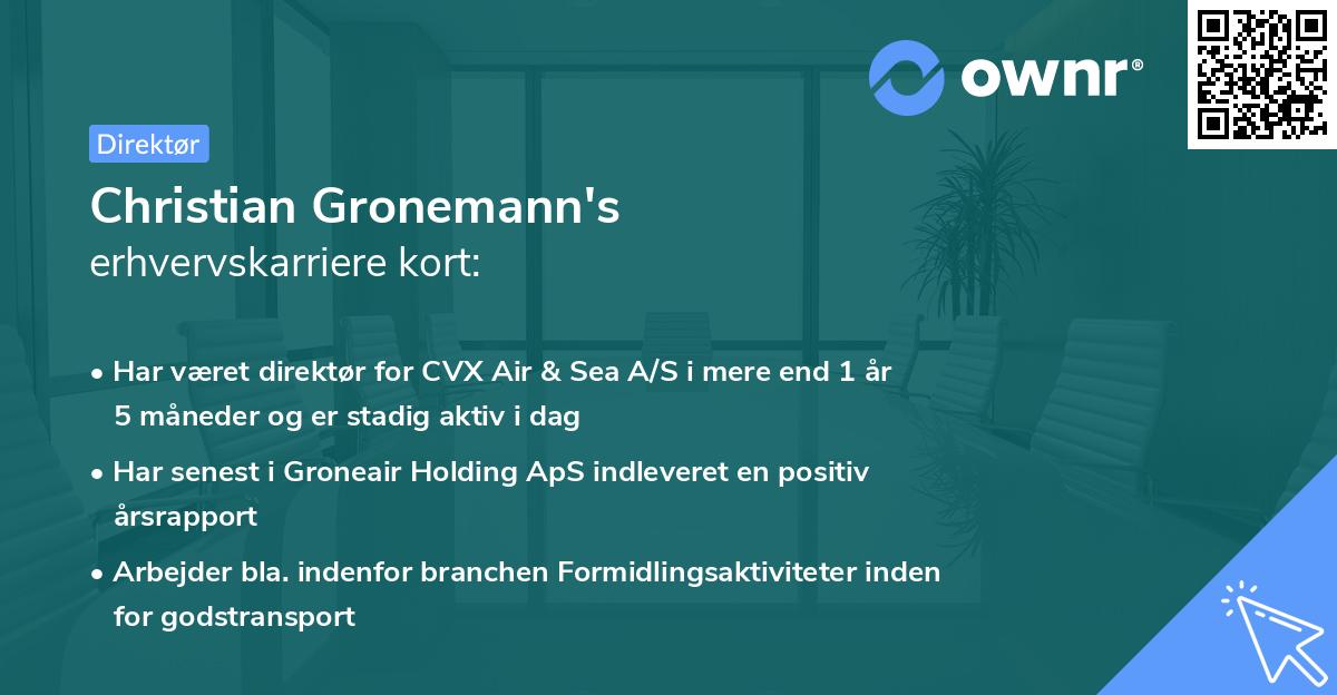 Christian Gronemann's erhvervskarriere kort