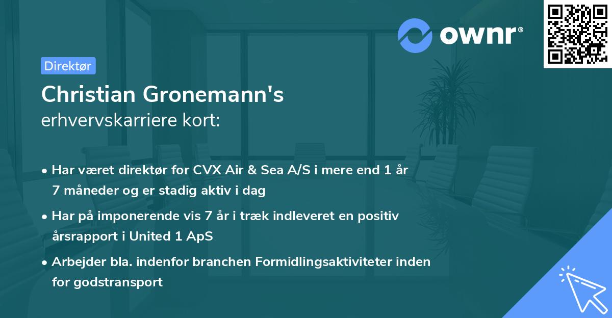 Christian Gronemann's erhvervskarriere kort