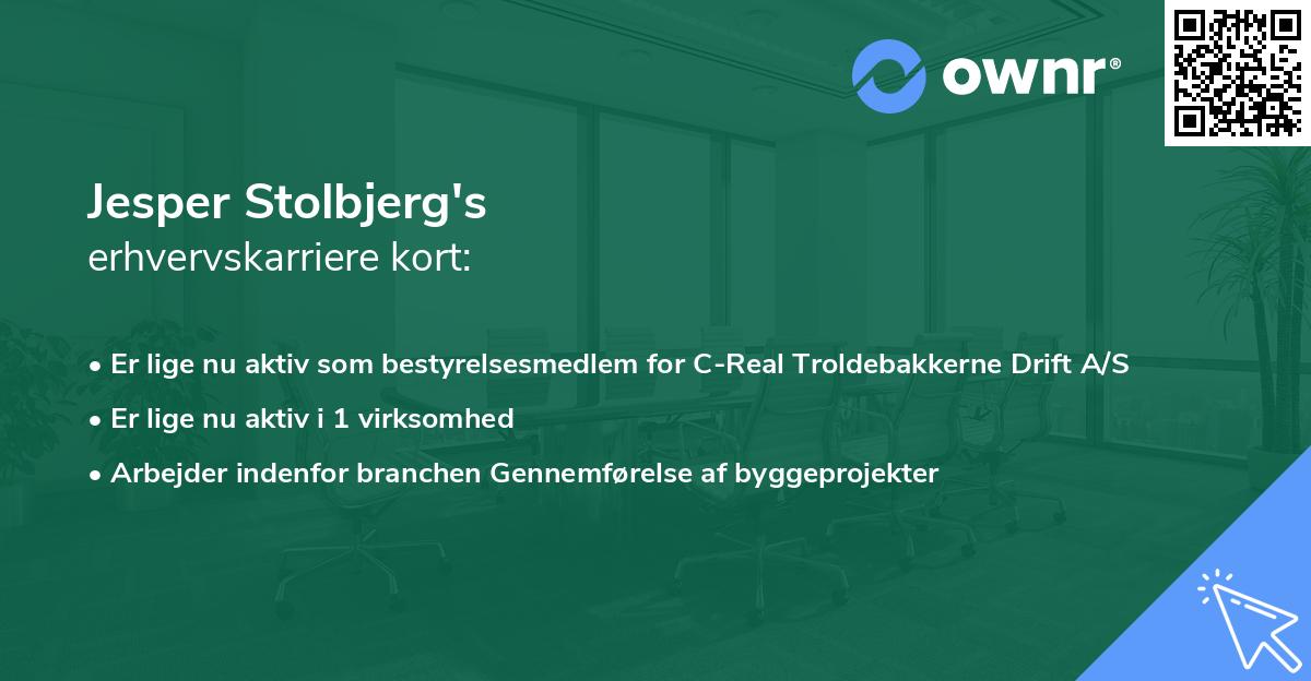 Jesper Stolbjerg's erhvervskarriere kort