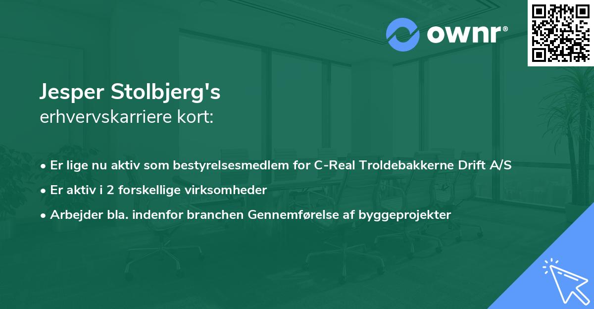 Jesper Stolbjerg's erhvervskarriere kort