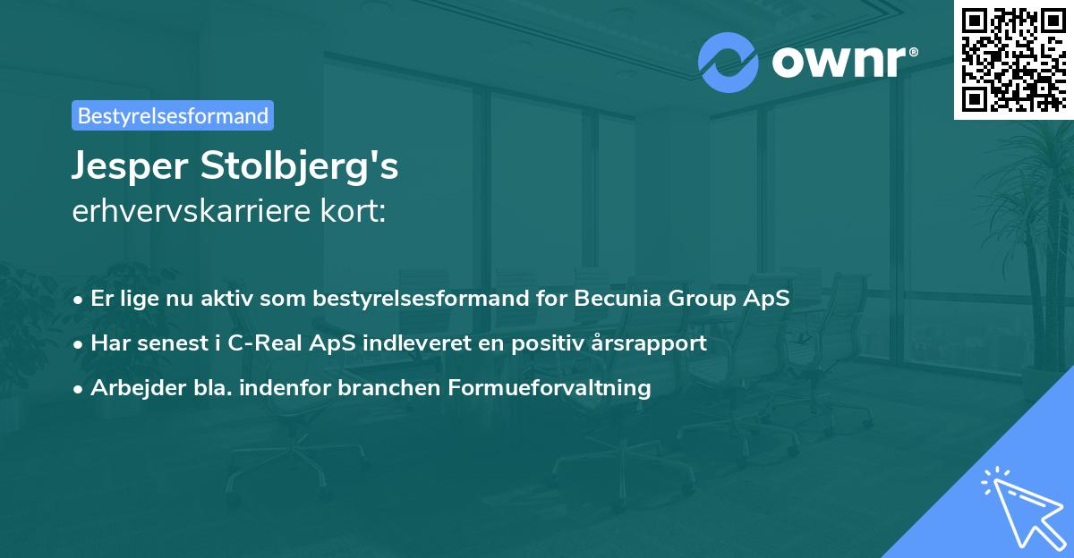 Jesper Stolbjerg's erhvervskarriere kort