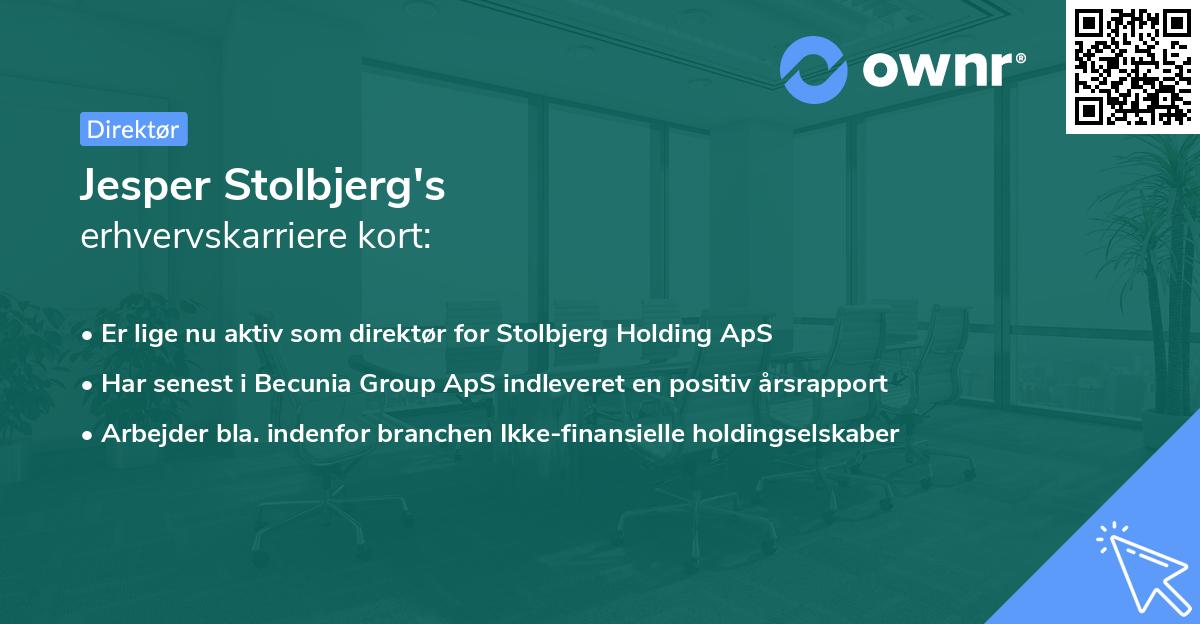 Jesper Stolbjerg's erhvervskarriere kort
