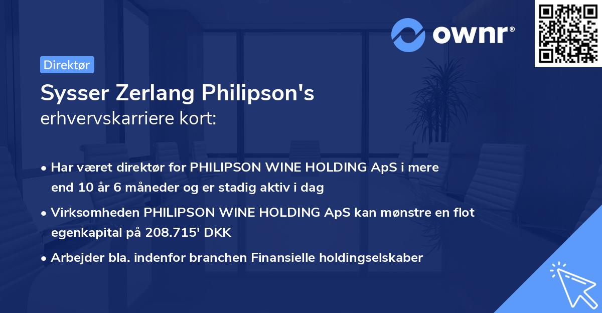 Sysser Zerlang Philipson's erhvervskarriere kort