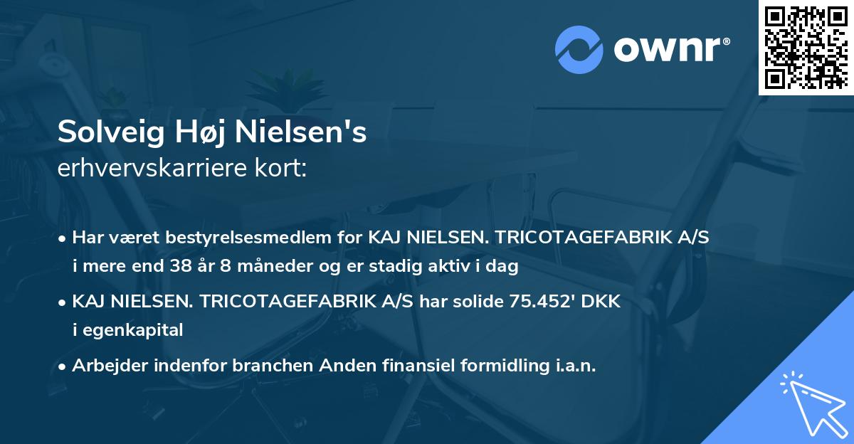 Solveig Høj Nielsen's erhvervskarriere kort