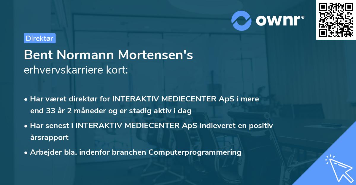 Bent Normann Mortensen's erhvervskarriere kort