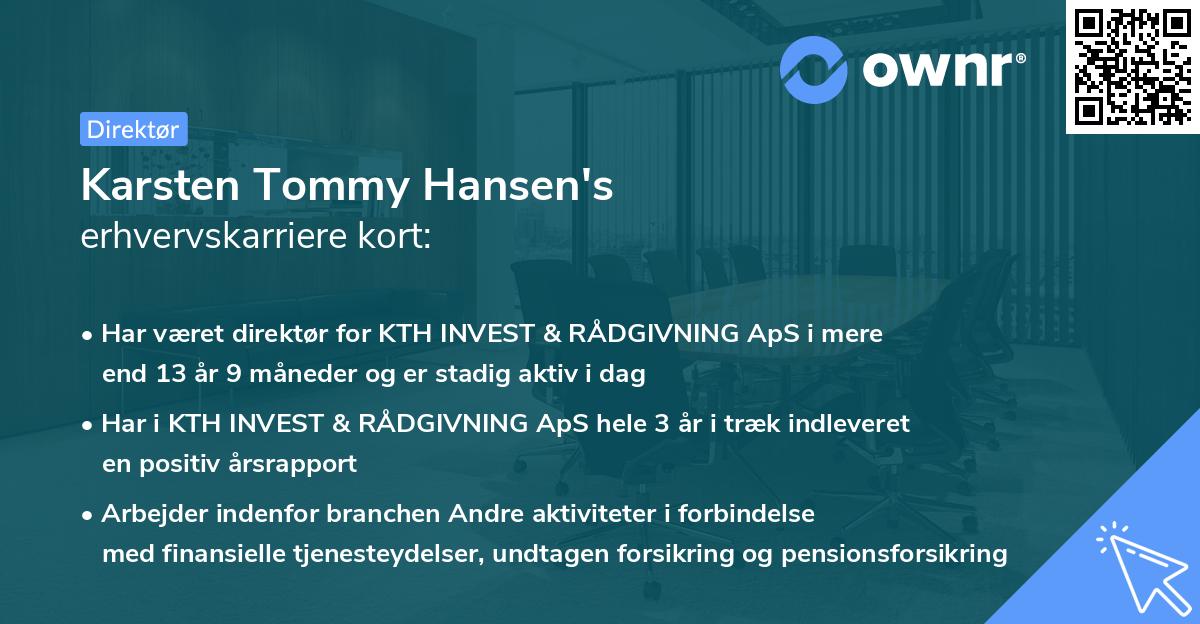 Karsten Tommy Hansen's erhvervskarriere kort