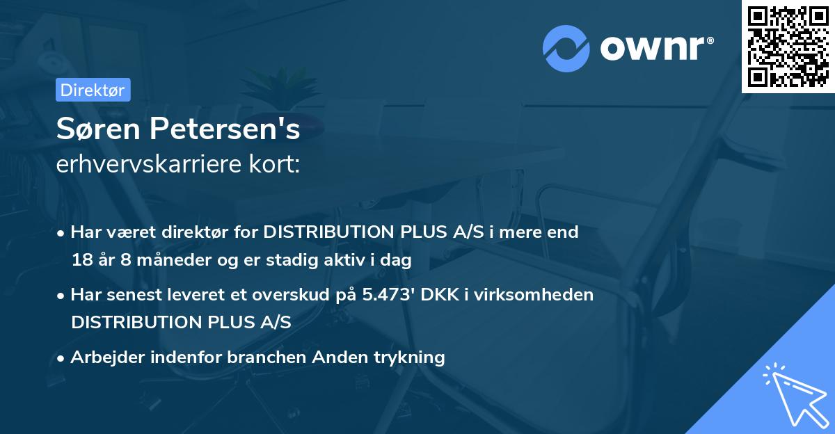 Søren Petersen's erhvervskarriere kort