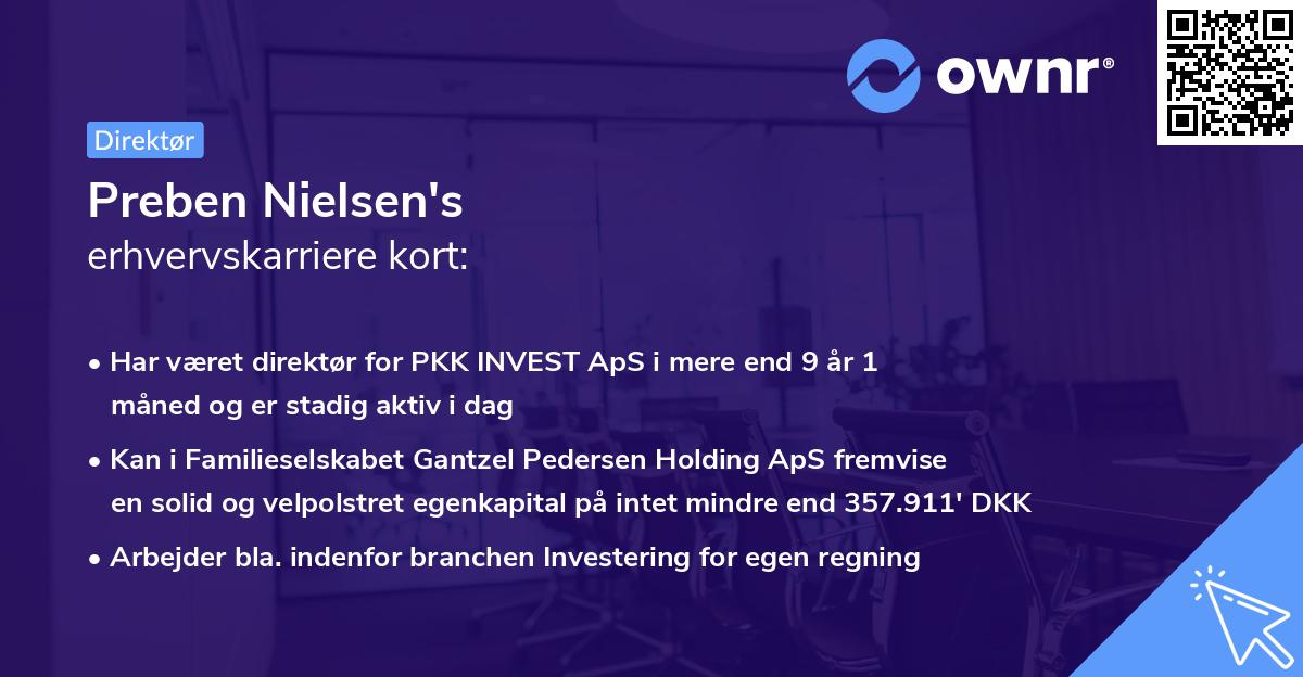 Preben Nielsen's erhvervskarriere kort