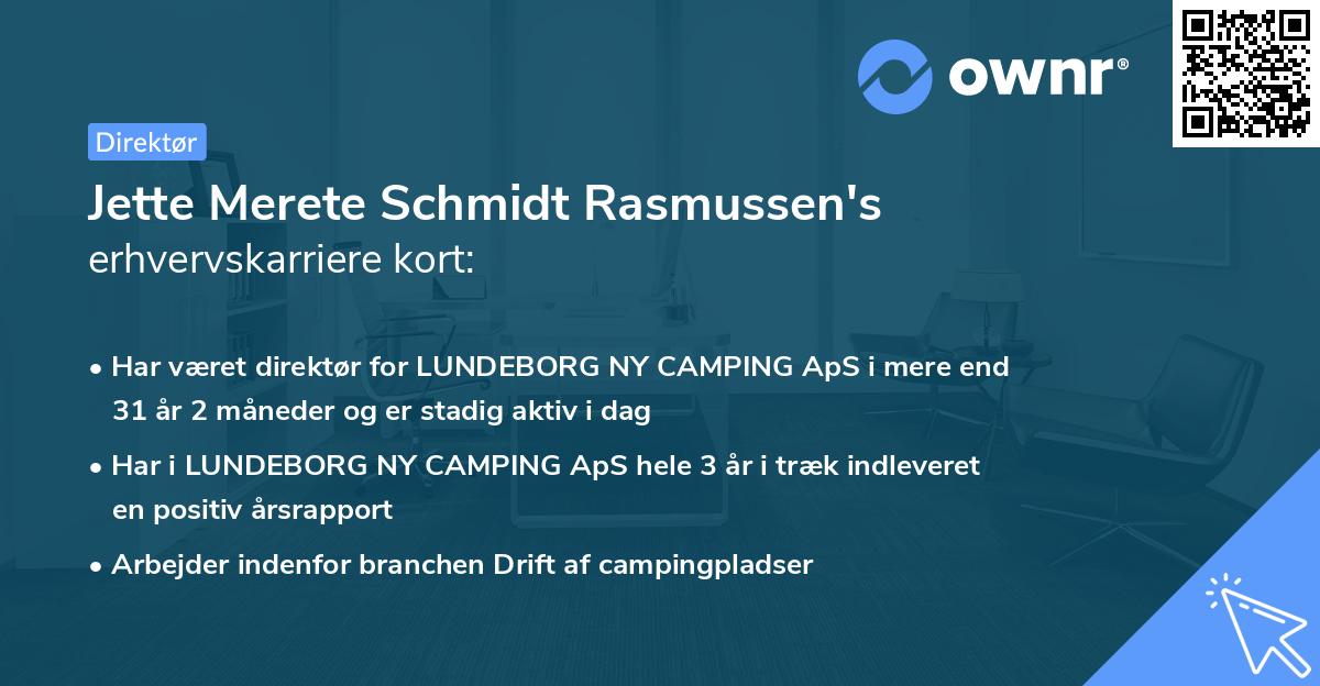 Jette Merete Schmidt Rasmussen's erhvervskarriere kort