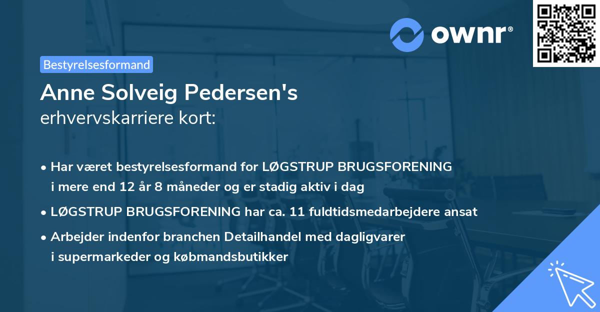 Anne Solveig Pedersen's erhvervskarriere kort