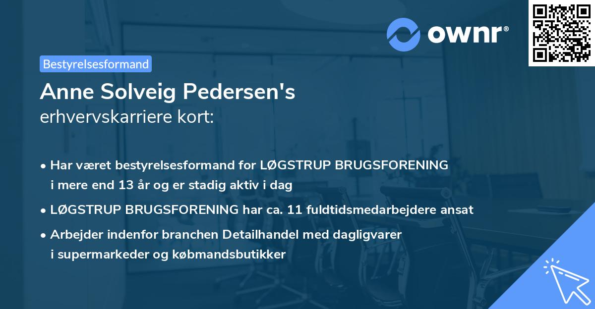 Anne Solveig Pedersen's erhvervskarriere kort