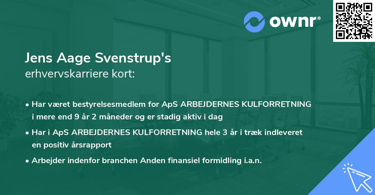 Jens Aage Svenstrup's erhvervskarriere kort