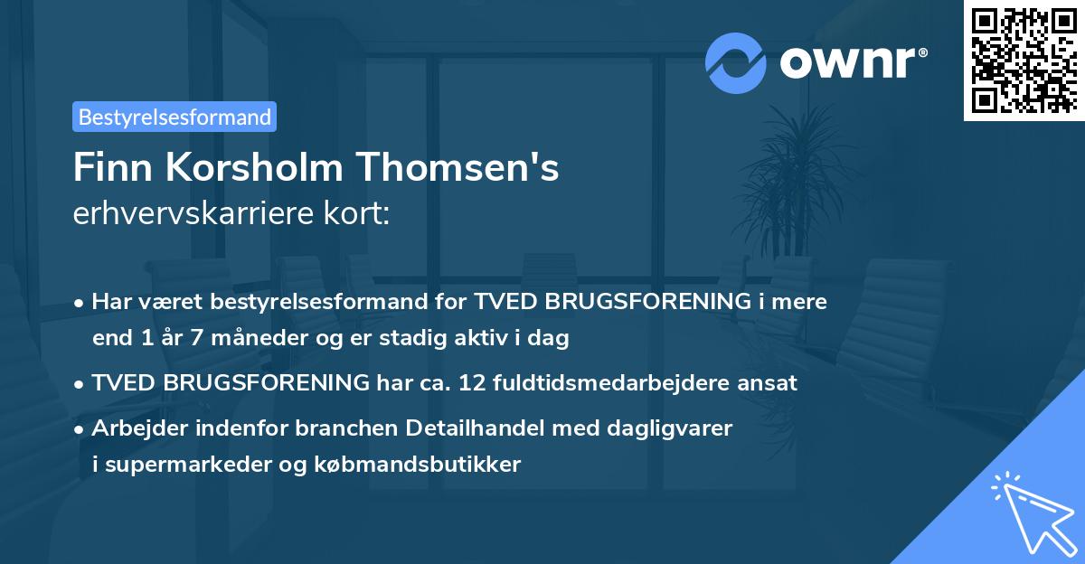 Finn Korsholm Thomsen's erhvervskarriere kort