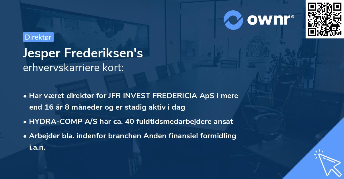 Jesper Frederiksen's erhvervskarriere kort