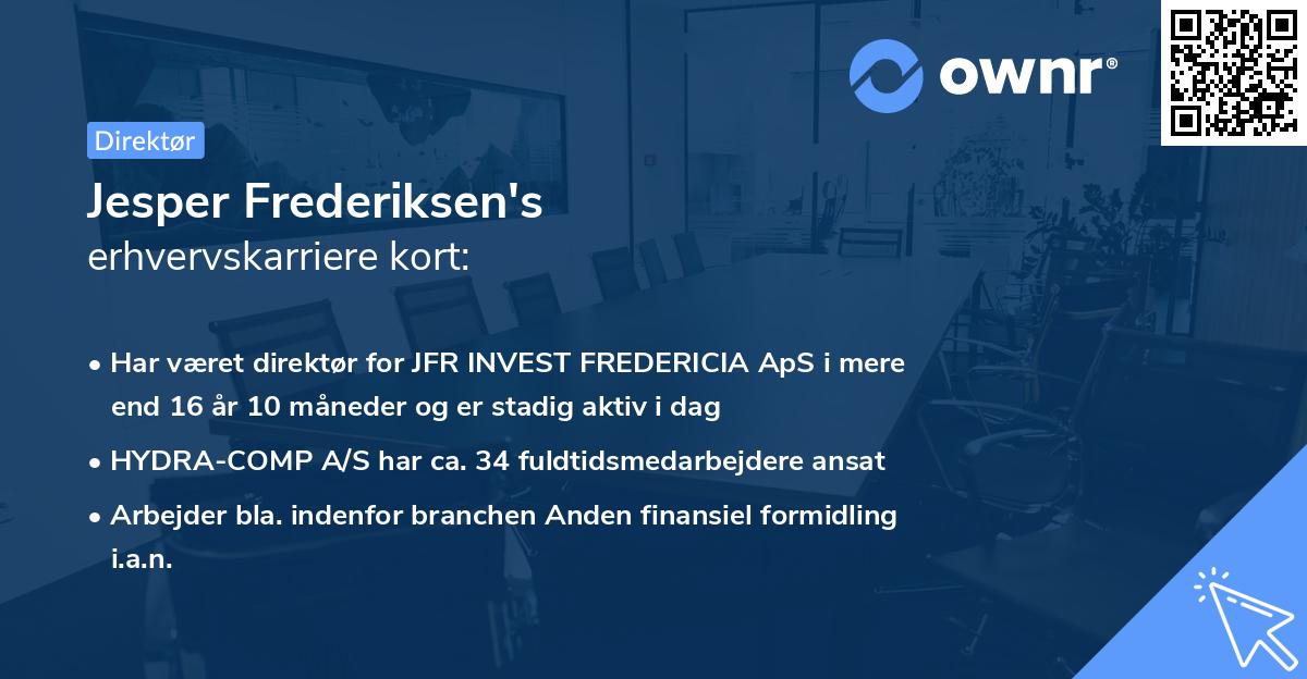 Jesper Frederiksen's erhvervskarriere kort